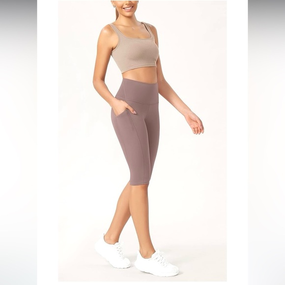 4 Pairs ODODOS High Waist Workout Capris with Pockets - Yoga Capri Leggings - Picture 2 of 5